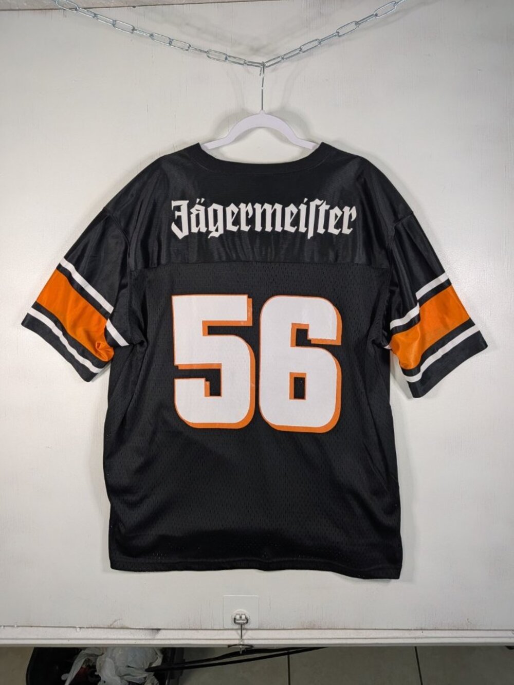 Jagermeister Liqueur Mesh Football Jersey #56 Black & Orange Adult Size XL